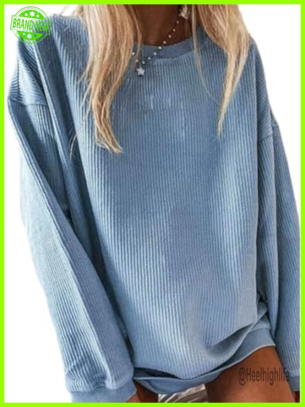 Polyester Crewneck Oversized Corduroy Corded Sweatshirt Long Sleeve Pullover